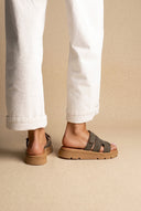 Sandali flatform - Olive Suede