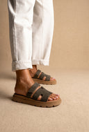 Sandali flatform - Olive Suede