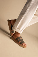 Sandali flatform - Olive Suede