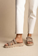 Flatform Sandals - Beige Suede
