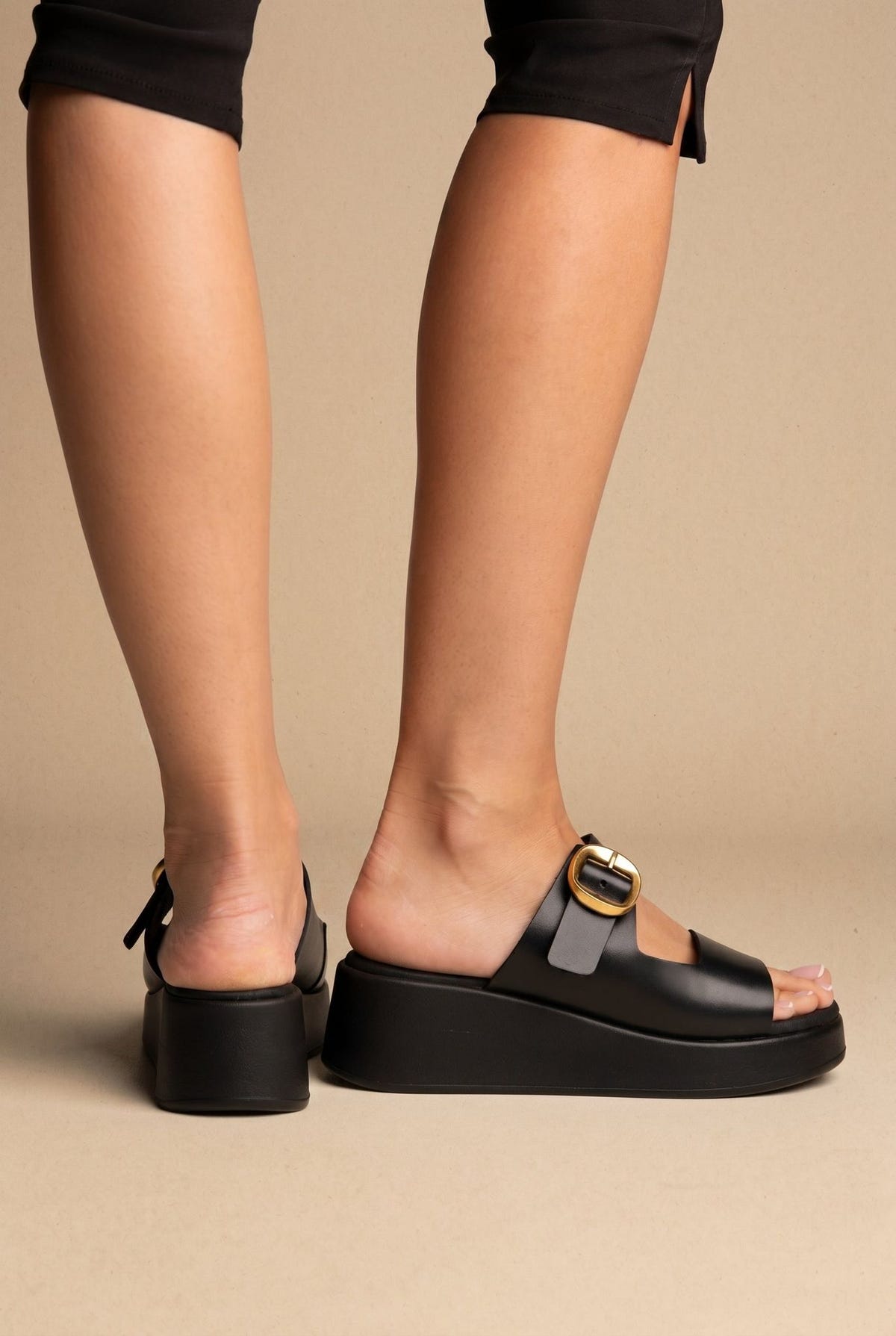 Flatform Sandals - Black Matte-Flatform Sandals - Black Matte