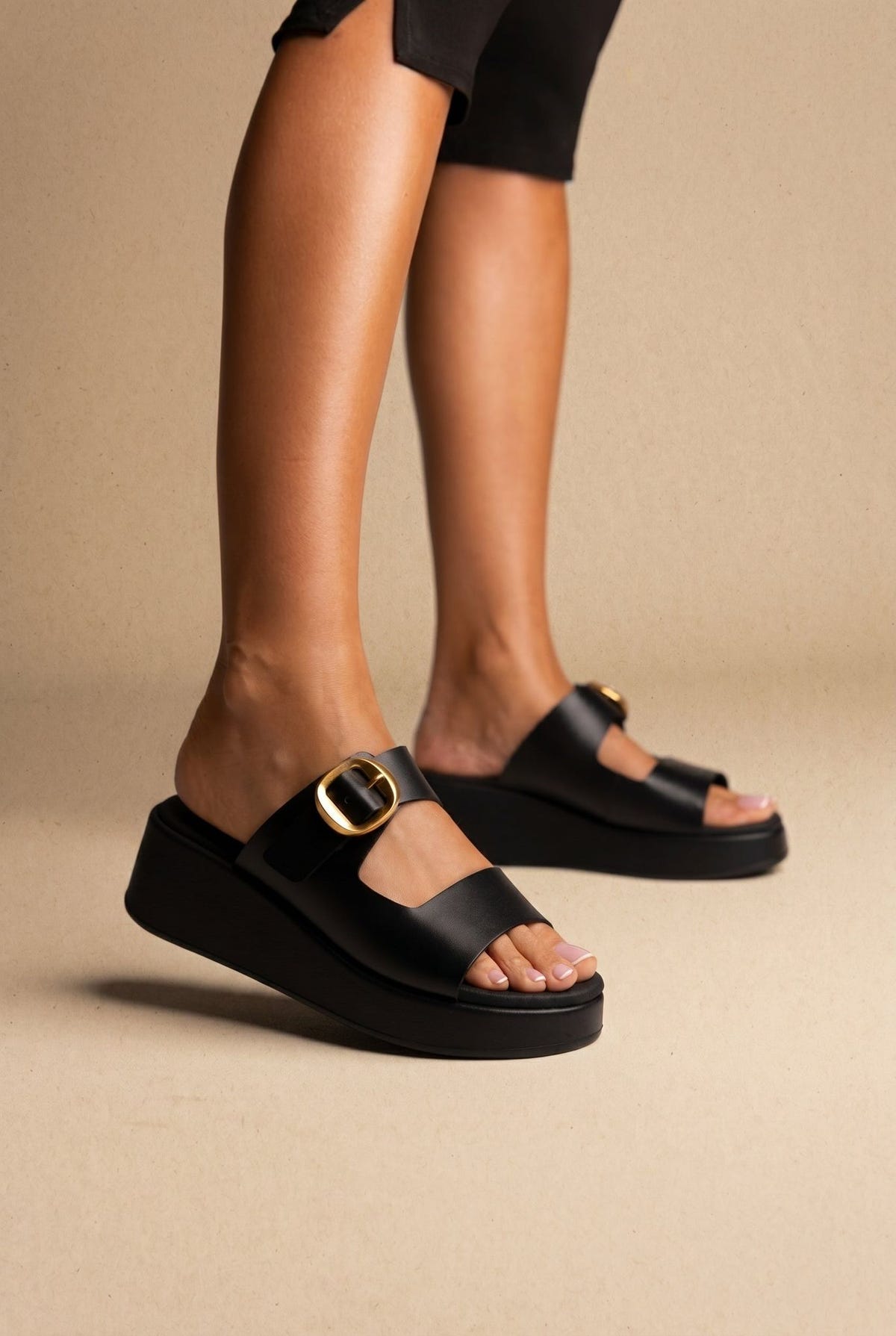 Flatform Sandals - Black Matte-Flatform Sandals - Black Matte