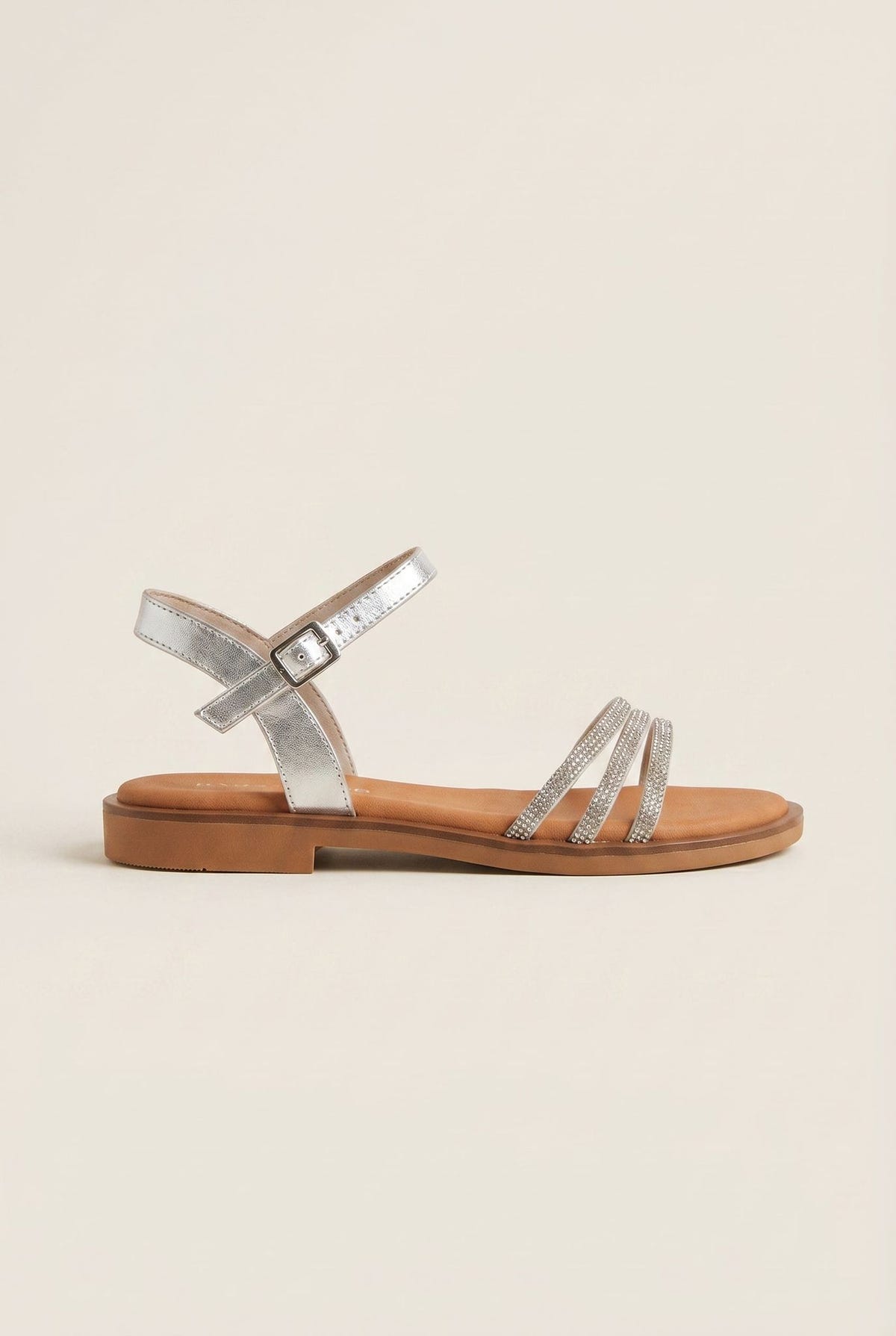 Leather Sandals - Silver Metallic