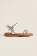 Leather Sandals - Silver Metallic