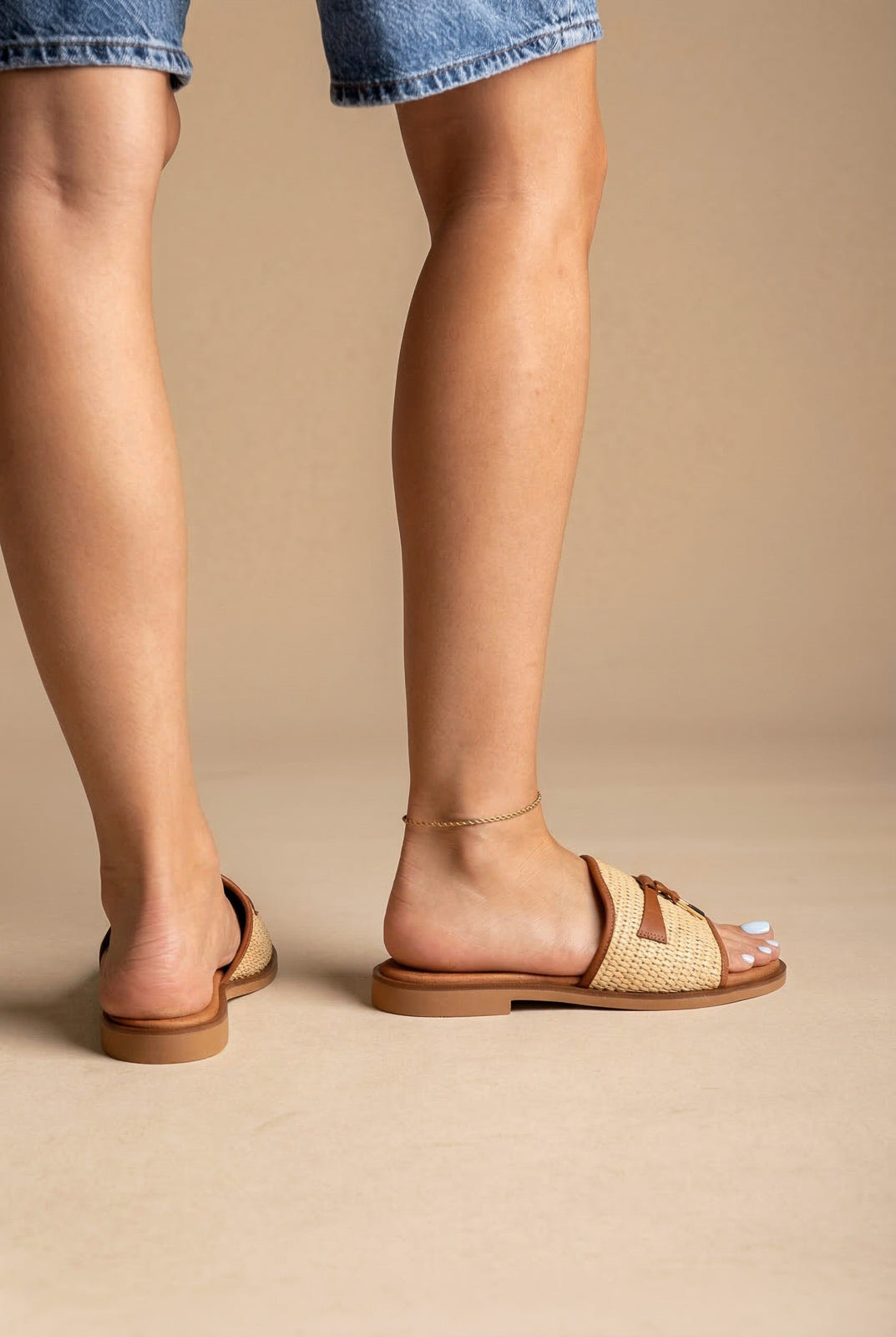 Raffia Slide Sandali - Natural Jute