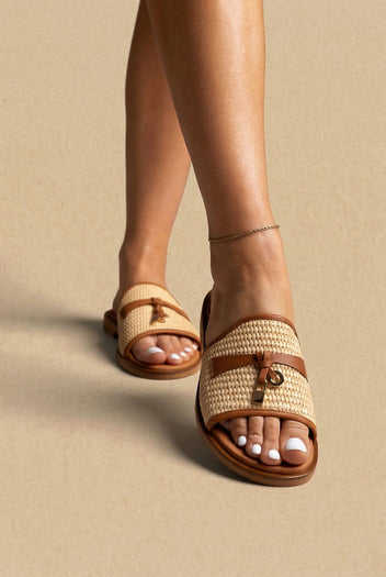Raffia Slide Sandali - Natural Jute