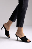 Suede Stiletto Mules - Black Suede