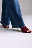 Suede Stiletto Mules - Burgundy Suede