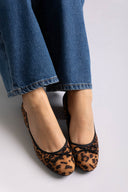 Leopard Print Suede Ballet Flats - Leopard suede
