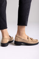 Suede Loafers with Fringes - Taupe Suede