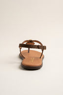 T-Strap Sandals - Brown Suede