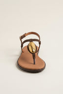 T-Strap Sandals - Brown Suede