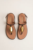 T-Strap Sandals - Brown Suede