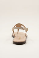 T-Strap Sandals - Beige Suede