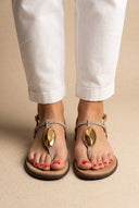 T-Strap Sandals - Beige Suede
