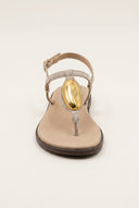T-Strap Sandals - Beige Suede