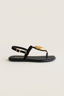T-Strap Sandals - Black Suede