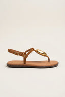 T-Strap Sandals - Tan Suede