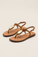 T-Strap Sandals - Tan Suede