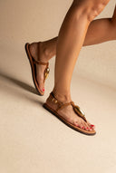 T-Strap Sandals - Tan Suede