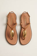 T-Strap Sandals - Tan Suede