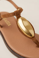 T-Strap Sandals - Tan Suede