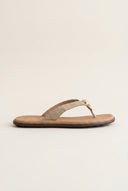 Suede Leather Sandals - Beige Suede