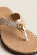 Suede Leather Sandals - Beige Suede