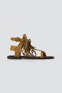 Boho Sandals with Fringes - Camel Suede