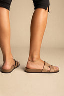 Sandals with Cutouts - Beige Suede