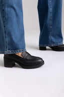 Δερμάτινα loafers με τακούνι block TFP - Μαύρο Ματ