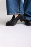 Δερμάτινα loafers με τακούνι block TFP - Μαύρο Ματ