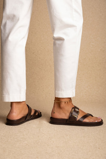 Crossover Sandals - Brown Matte