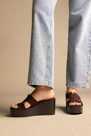 Platform Sandals - Brown Suede-Platform Sandals - Brown Suede