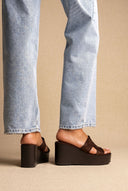 Platform Sandals - Brown Suede-Platform Sandals - Brown Suede