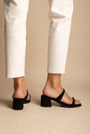 Mules with Toe Ring - Black Suede