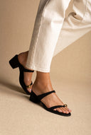 Mules with Toe Ring - Black Suede