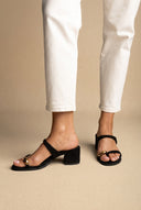 Mules with Toe Ring - Black Suede