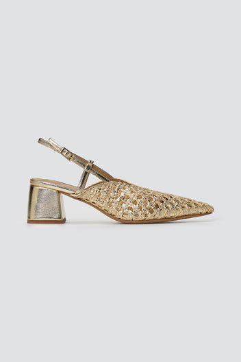 Slingback Μυτερές γόβες - Χρυσό