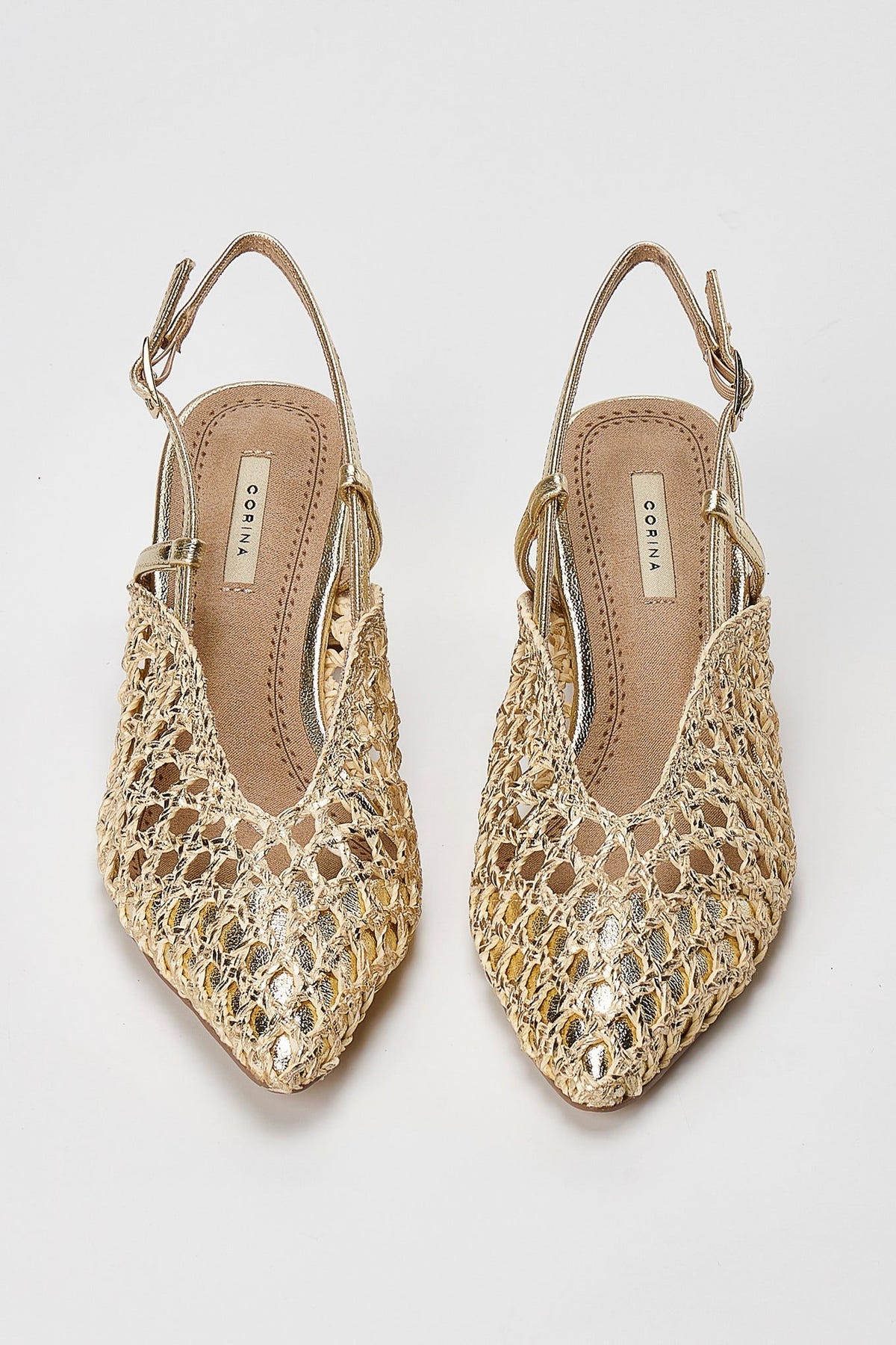 Slingback Pointed Toe Pumps - Gold-Low Heel Pumps, Block Heel Pumps, Shoes, Corina, Pumps, Women’s Collection, All, Summer Shoes Sale, Sales, All but outlet, Mid Season/Fall Transitional Shoes, Last Pieces Shoes, Editor’s Choice, Shoes Sales, Recommended products (Seguno), Gifts 70€ & Under, The Fashion Edit, Slingback Heels, Last Pieces, Pumps Sales, SS 2026 Collection, Spring/Summer Collection