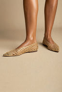Pointed Toe Ballet Flats - Gold