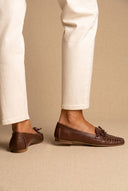 Flat Loafers with Bow - Brown Matte-Flat Loafers with Bow - Brown Matte