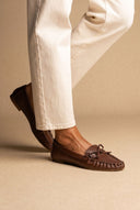 Flat Loafers with Bow - Brown Matte