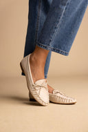 Flat Loafers with Bow - Beige Matte-Loafers & Moccasins, Shoes, Corina, Women’s Collection, Moccasins, All, Summer Shoes Sale, Sales, All but outlet, Mid Season/Fall Transitional Shoes, Editor’s Choice, Shoes Sales, Recommended products (Seguno), Gifts 50€ & Under, The Fashion Edit, SS 2026 Collection, Spring Flat Shoes, Spring/Summer Collection