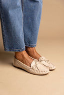 Flat Loafers with Bow - Beige Matte-Loafers & Moccasins, Shoes, Corina, Women’s Collection, Moccasins, All, Summer Shoes Sale, Sales, All but outlet, Mid Season/Fall Transitional Shoes, Editor’s Choice, Shoes Sales, Recommended products (Seguno), Gifts 50€ & Under, The Fashion Edit, SS 2026 Collection, Spring Flat Shoes, Spring/Summer Collection