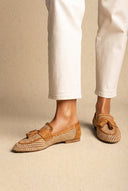 Φλατ loafers με πλεκτό σχέδιο - Κάμελ ματ