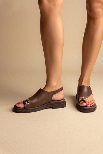 Sandálias flatform - Castanho mate