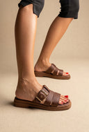 Sandals Side Buckle Strap - Brown Matte