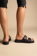 Sandals Velcro Studded Detail - Black Matte