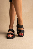 Sandals Velcro Studded Detail - Black Matte